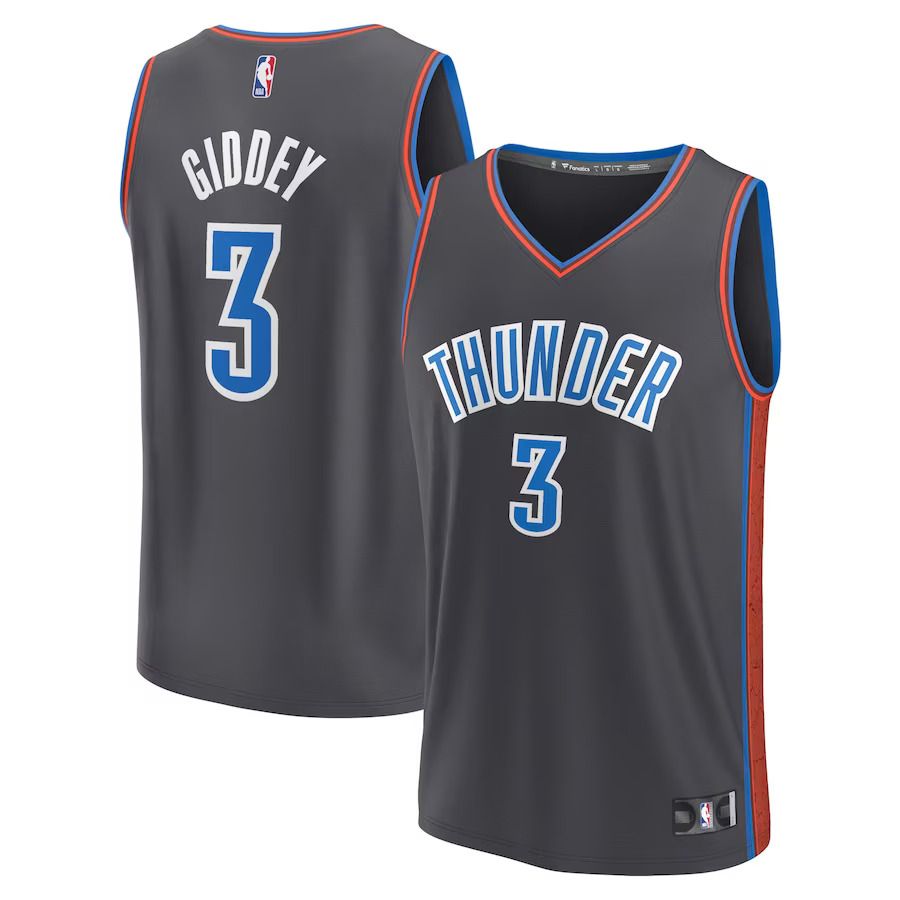 Men Oklahoma City Thunder #3 Josh Giddey Black Fanatics Branded City Edition 2022-23 Fastbreak NBA Jersey->customized nba jersey->Custom Jersey